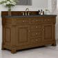 James Martin Vanities Brookfield 60" Single Bathroom Vanity in Honey Oak with 3 cm Charcoal Soapstone Quartz Top and Rectangular Sink, , large