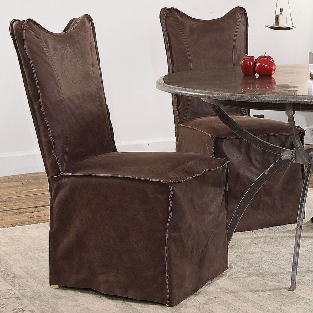 Uttermost Delroy Armless Chair Set of Two in Dark Brown, , large