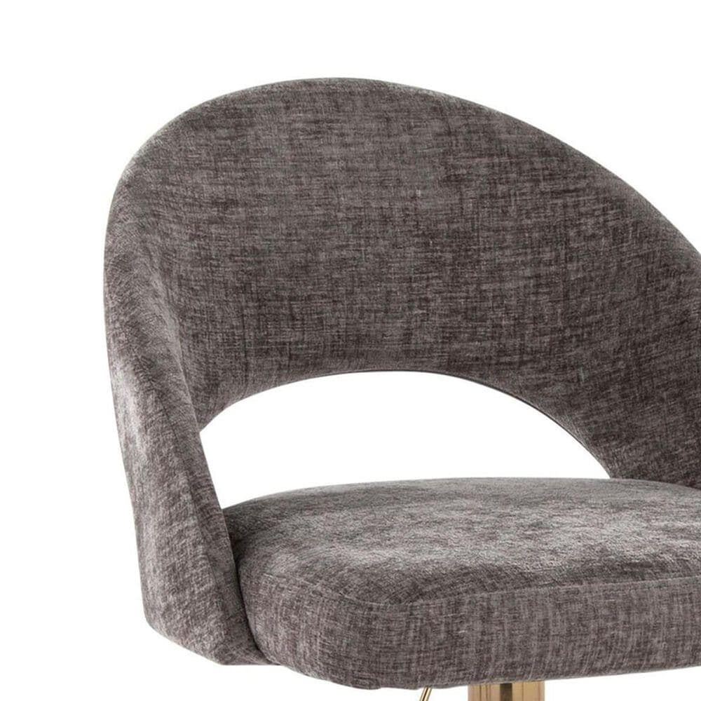 LumiSource Renee Adjustable Swivel Bar Stool with Dark Grey Fabric Upholstery in Gold (Set of 2), , large