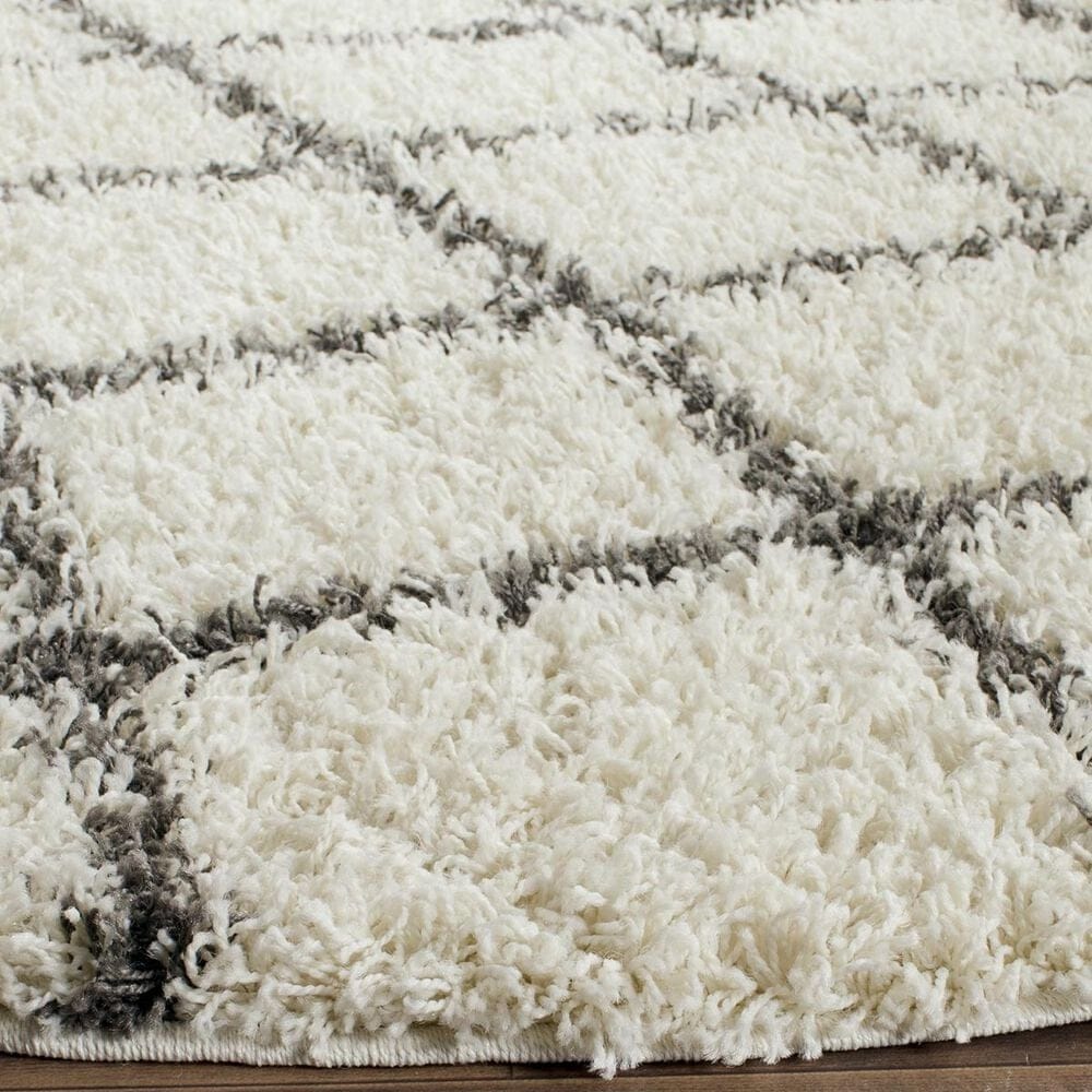 Safavieh Dallas Shag SGD258H-6R 6&#39; Round Ivory/Dark Grey Area Rug, , large