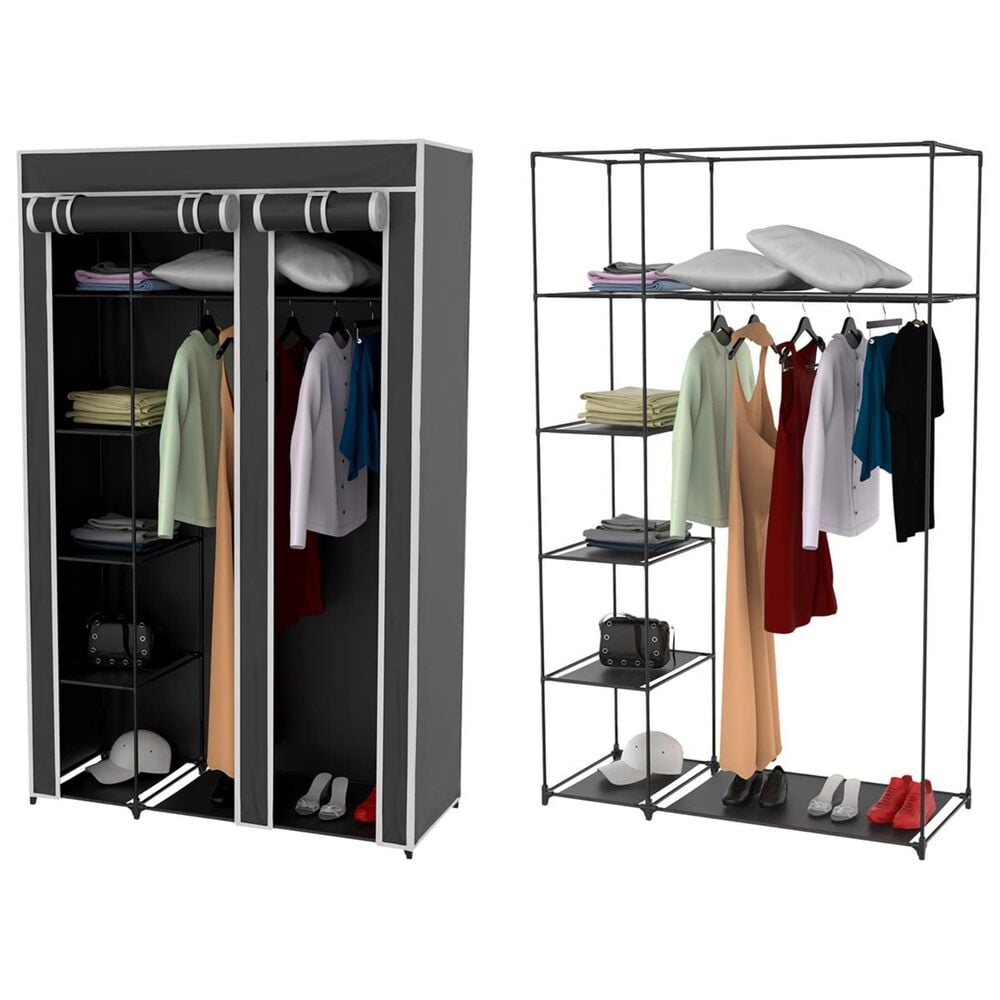 Timberlake Lavish Home Wardrobe Closet Organizer in Black, , large