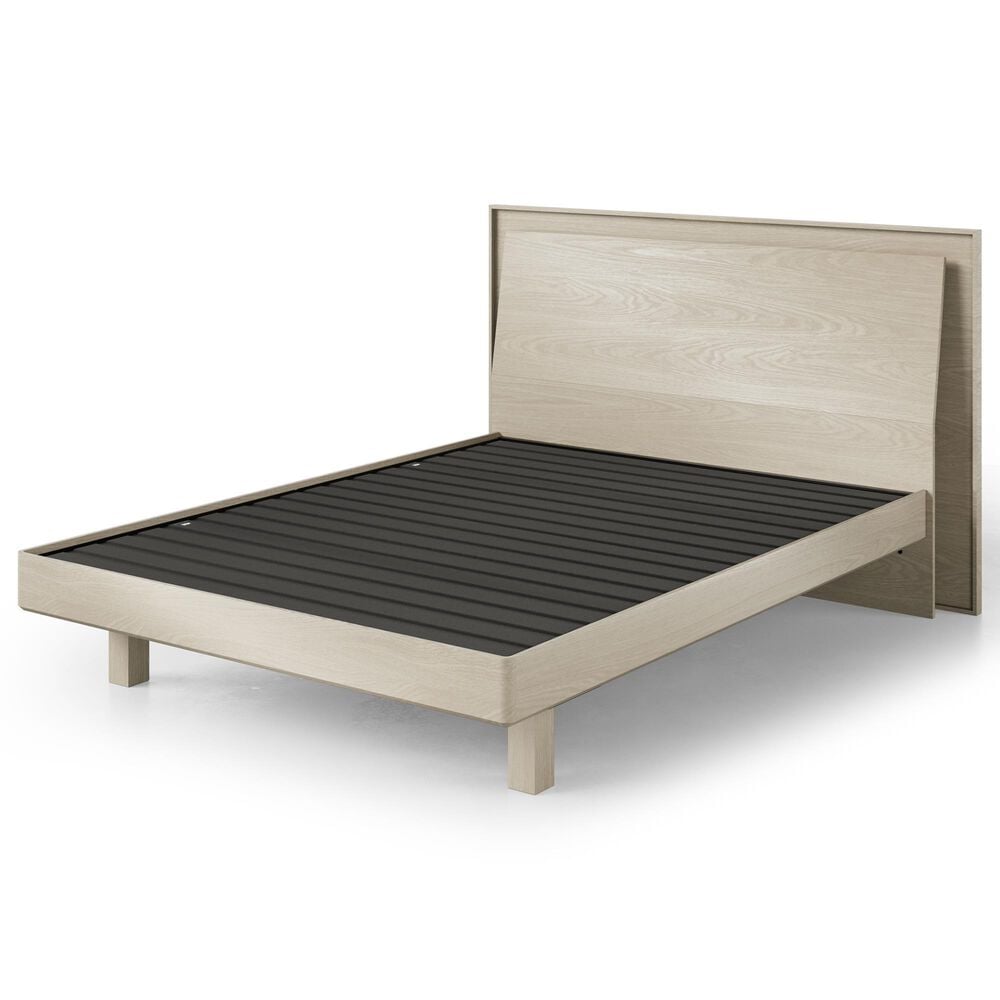 BDI Kara Queen Platform Bed and Two Nightstands in Washed Oak, , large