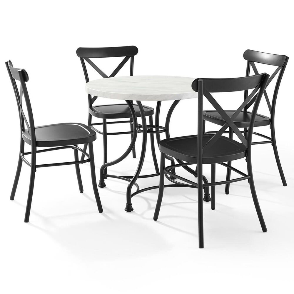 Crosley Furniture Madeleine 5-Piece Bistro Set in Black with X-Back Chairs, , large