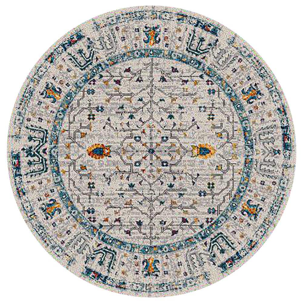 Amer Rugs Montana 7"6" Round Ivory and Yellow Area Rug, , large