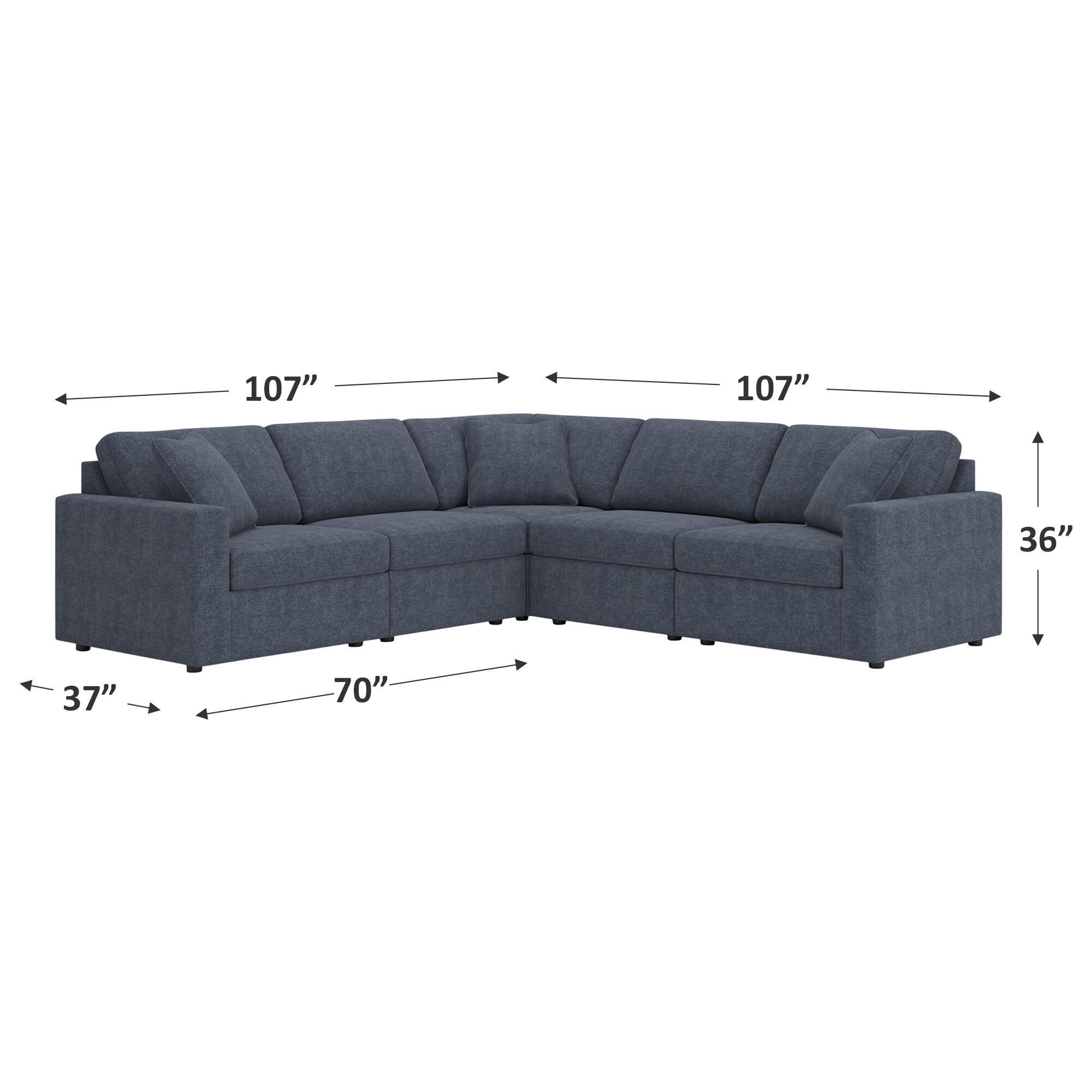 Ashley Modmax 5-Piece Sectional in Ink with Next-Gen Nuvella