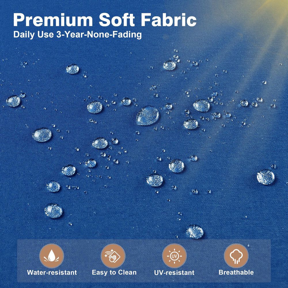 HOMLUX 6-Piece Patio Conversation Set with 42" Fire Pit Table and Light Brown Wicker in Navy Blue, , large