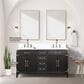 Lexora Home Laurel 60" Double Bathroom Vanity in Black Oak with White Cultured Marble Top and Rectangular Sinks, , large
