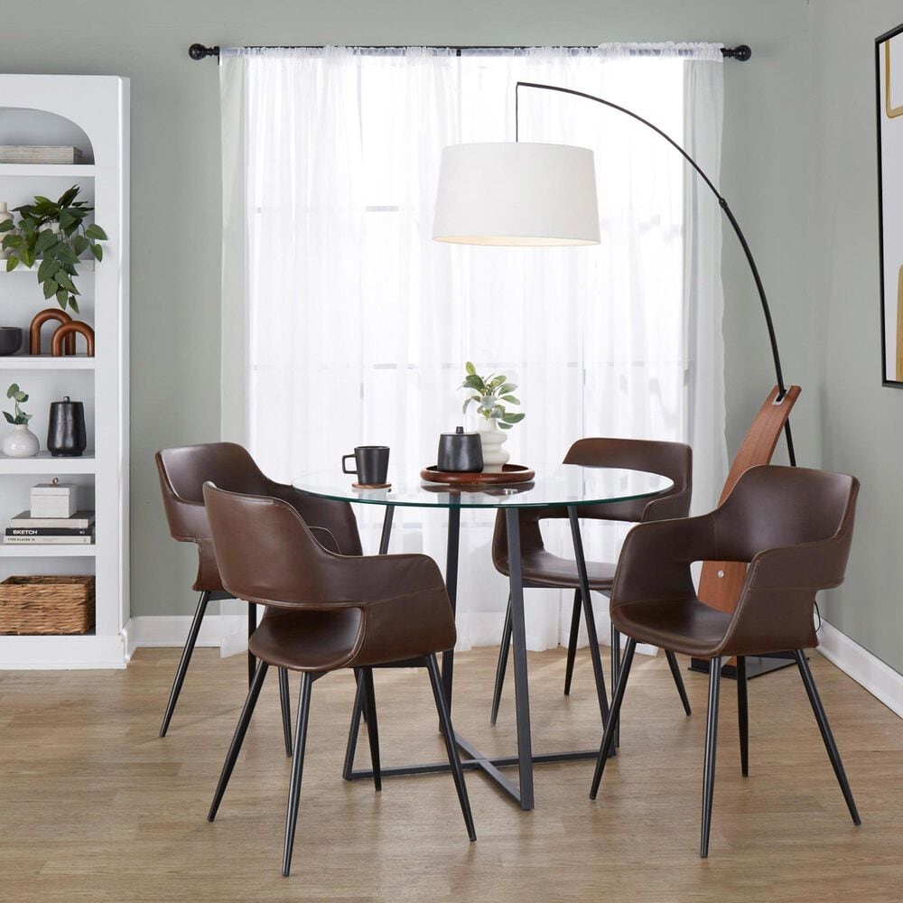 LumiSource Margarite Contemporary Dining/accent Chair in Black Metal and Espresso Faux Leather by LumiSource - Set of 2, , large