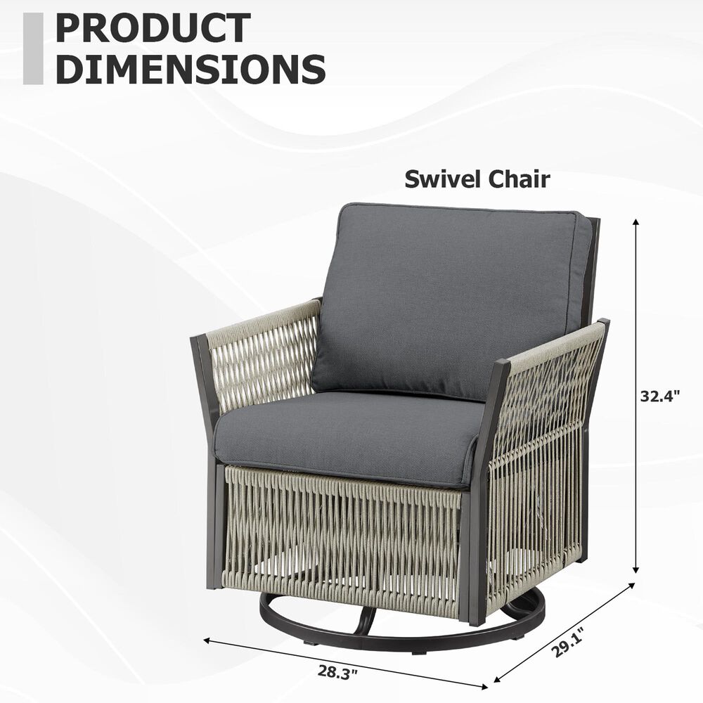 Sunwell Garden Patio Swivel Glider Chair in Dark Gray (Set of 2), , large