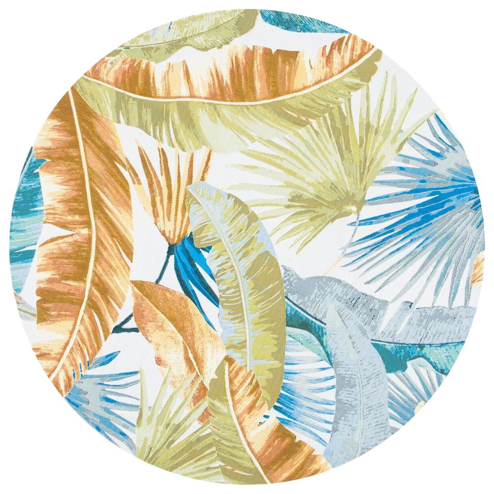 Safavieh Barbados Tropical Botanical 6"6" Round Gold and Green Indoor/Outdoor Area Rug, , large