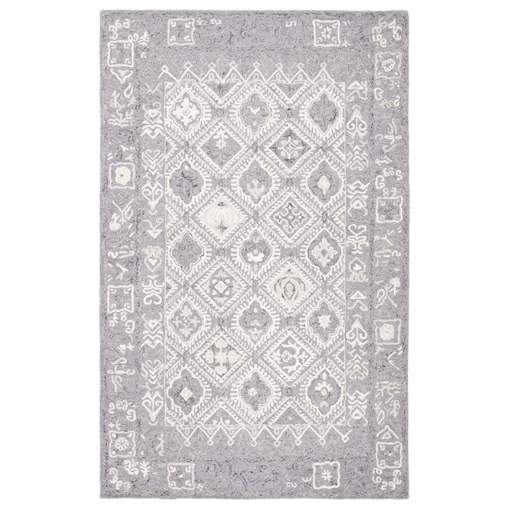 Safavieh Micro-Loop Southwestern 5" x 8" Ivory and Grey Area Rug, , large