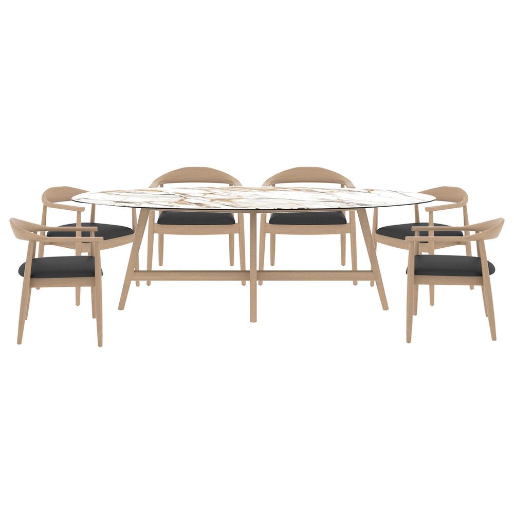 CANADEL Downtown 7-Piece Oval Dining Set in Shell and Caramel Washed, , large