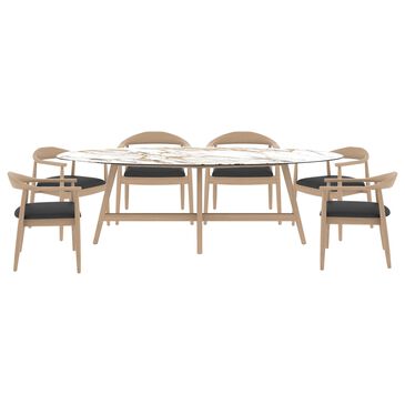 CANADEL Downtown 7-Piece Oval Dining Set in Shell and Caramel Washed, , large