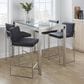 Lumisource Fuji High Back Counter Stool with Black Faux Leather Cushion in Stainless Steel (Set of 2), , large