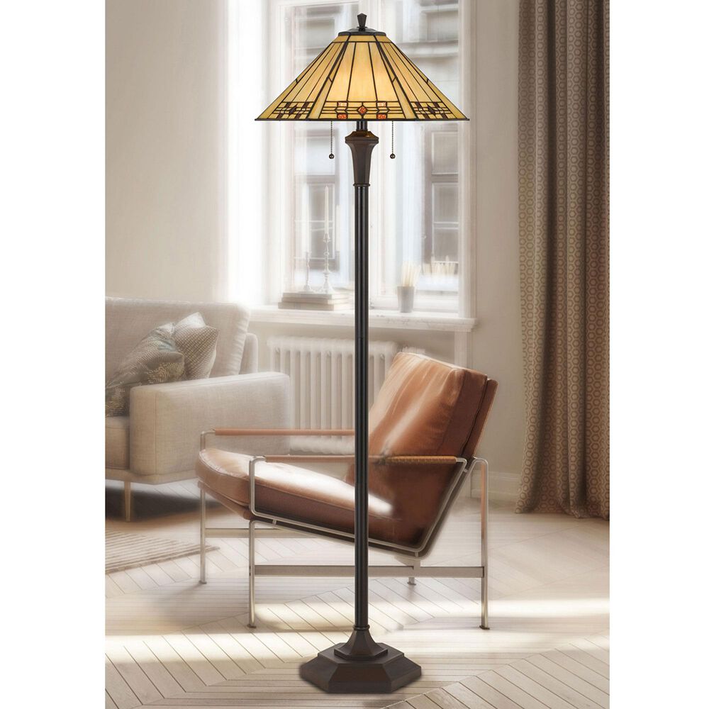 Cal Lighting 60" Tiffany Floor Lamp in Matt Black, , large