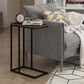HOMLUX C Shaped Side Table in Columbia Walnut and Black, , large