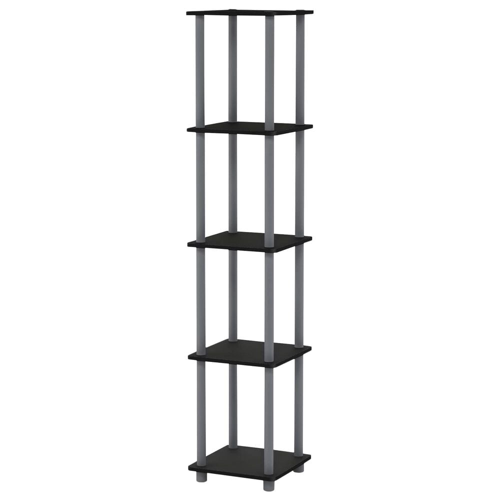 HOMLUX Turn-N-Tube 5-Tier Corner Square Display Bookshelf in Black and Grey, , large