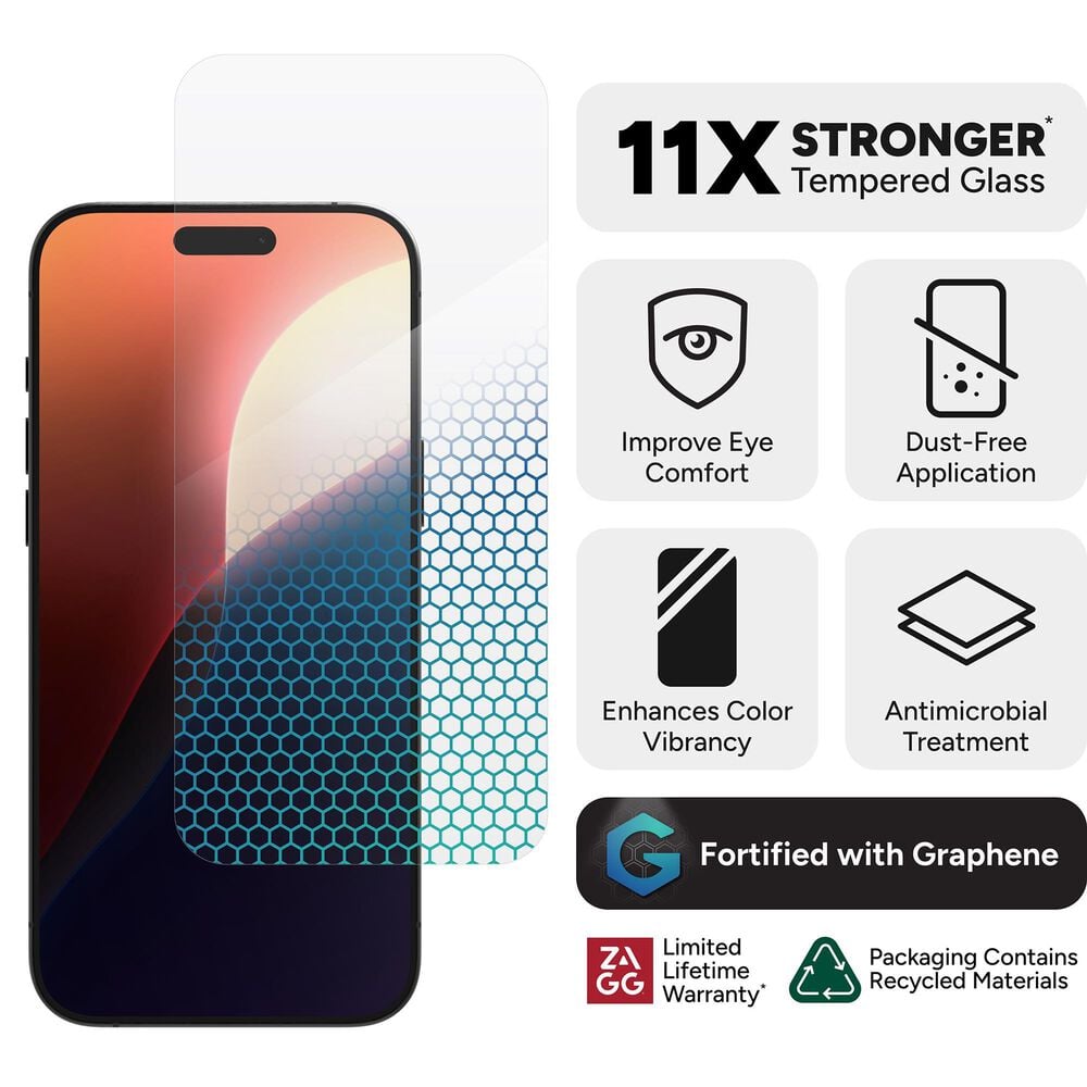 Zagg Invisible Shield XTR4 Antimicrobial Glass Screen Protector for Apple IP16 Pro Max in Clear, , large
