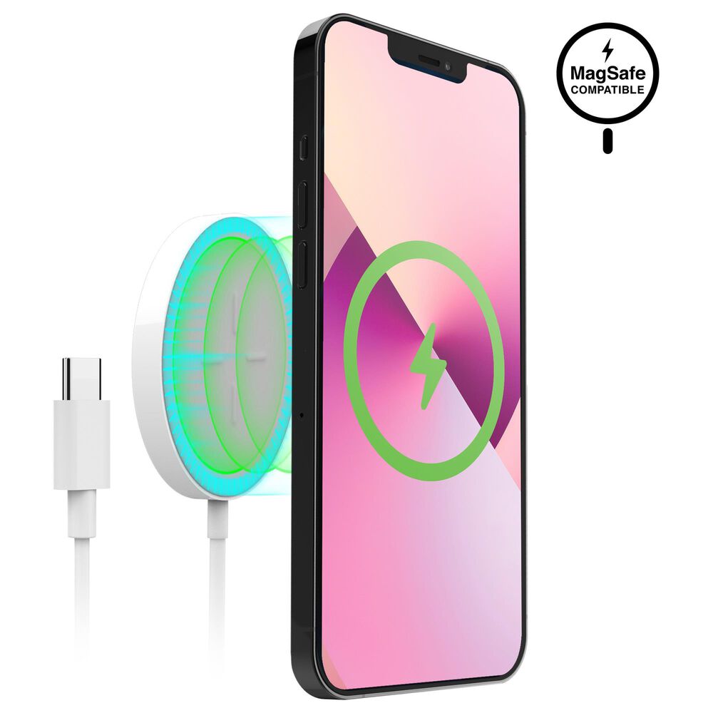 Hypercel Magnetic 15W Wireless Charger in White, , large