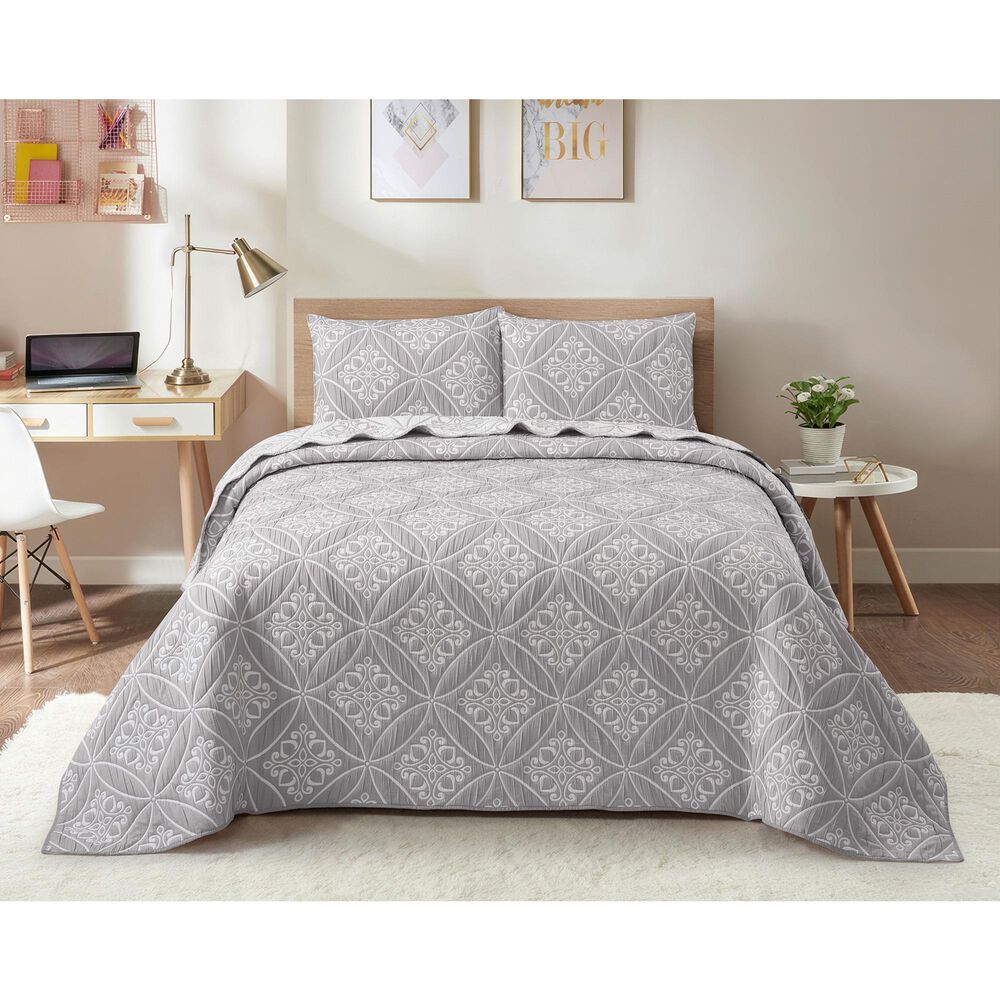 Duke Imports 3-Piece Jacquard Full/Queen Quilt Set in Stone Mandala, , large