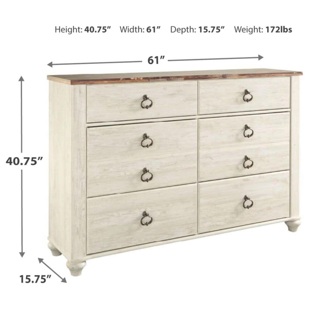 Ashley Willowton 5-Piece Queen Panel Bedroom Set in Whitewash, , large