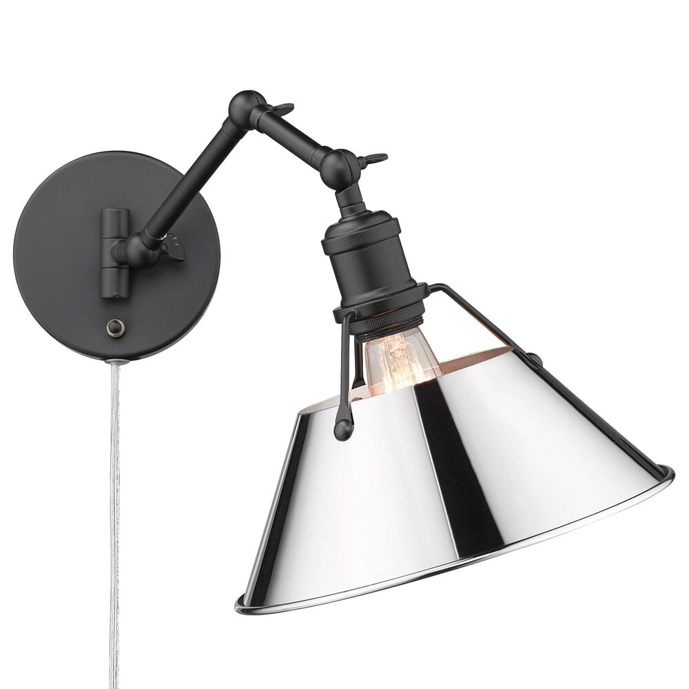 Golden Lighting Orwell 1-Light Wall Sconce in Matte Black and Chrome, , large
