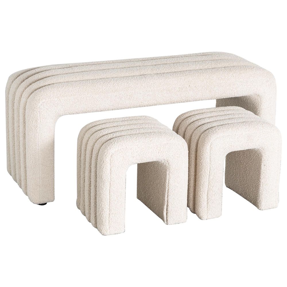 Mayberry Hill Seqouia Bench with 2-Stool in Ching Cream, , large