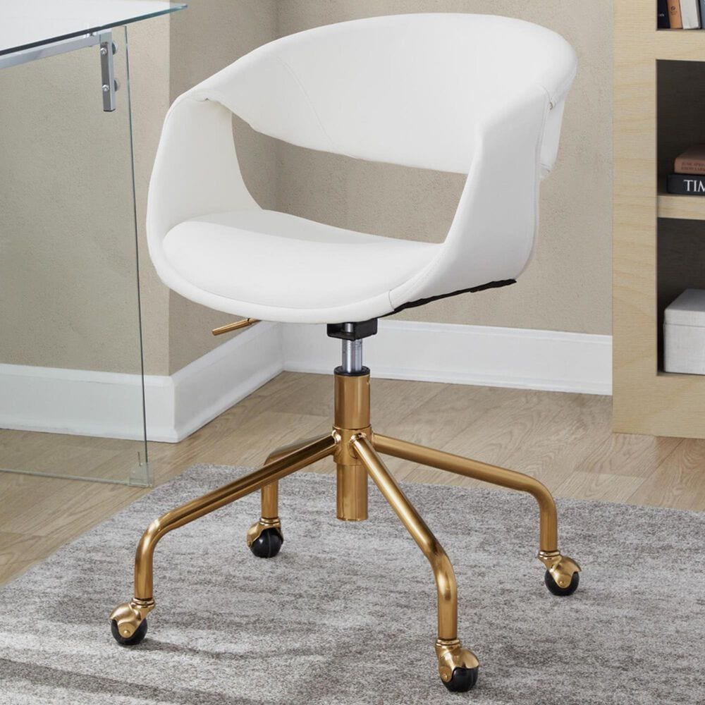 Lumisource Curvo Task Chair with White Cushion in Gold, , large