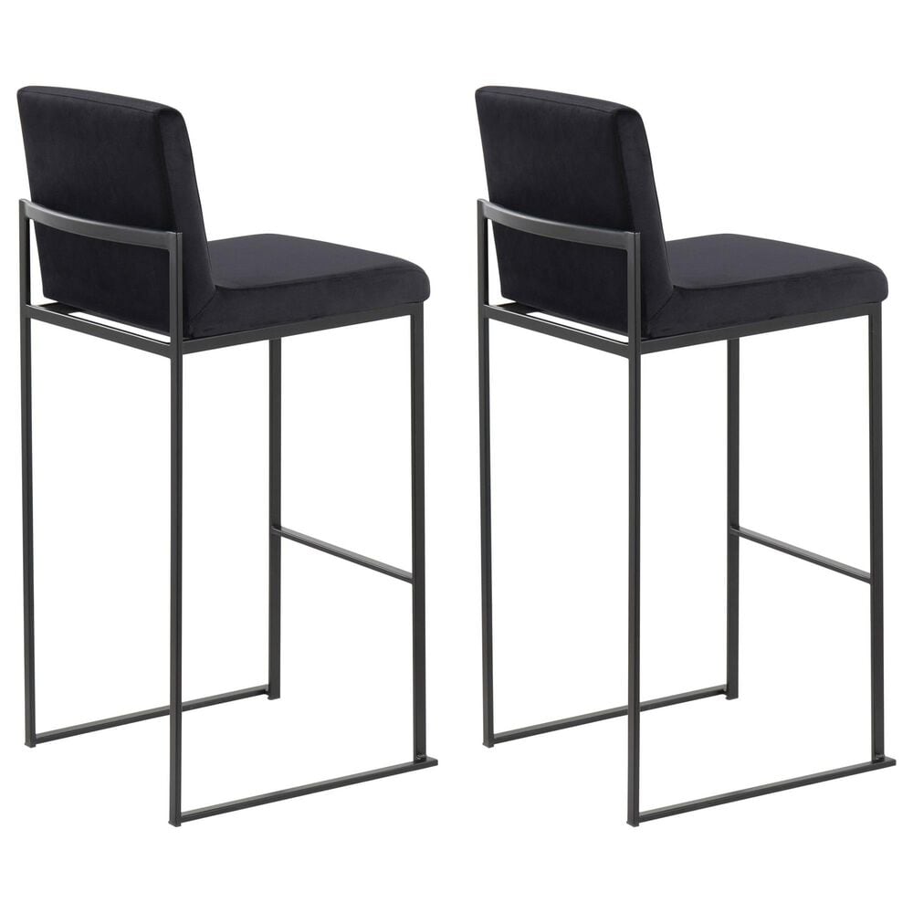 Lumisource Fuji Stackable Barstool with Black Velvet Cushion in Black &#40;Set of 2&#41;, , large