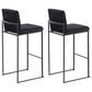 Lumisource Fuji Stackable Barstool with Black Velvet Cushion in Black (Set of 2), , large