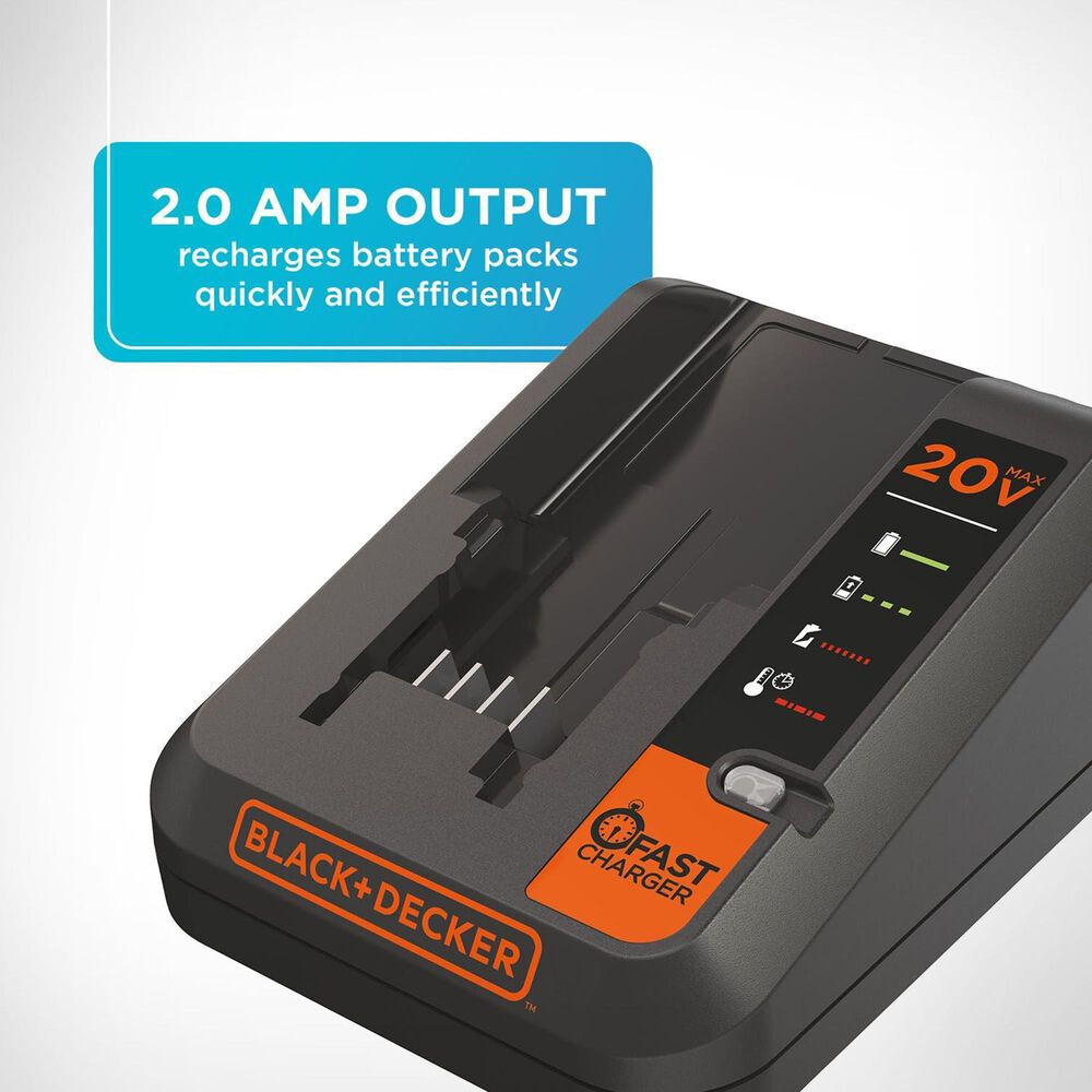 Black &amp; Decker 20V Max 2 Amp Battery Charger in Black and Orange, , large