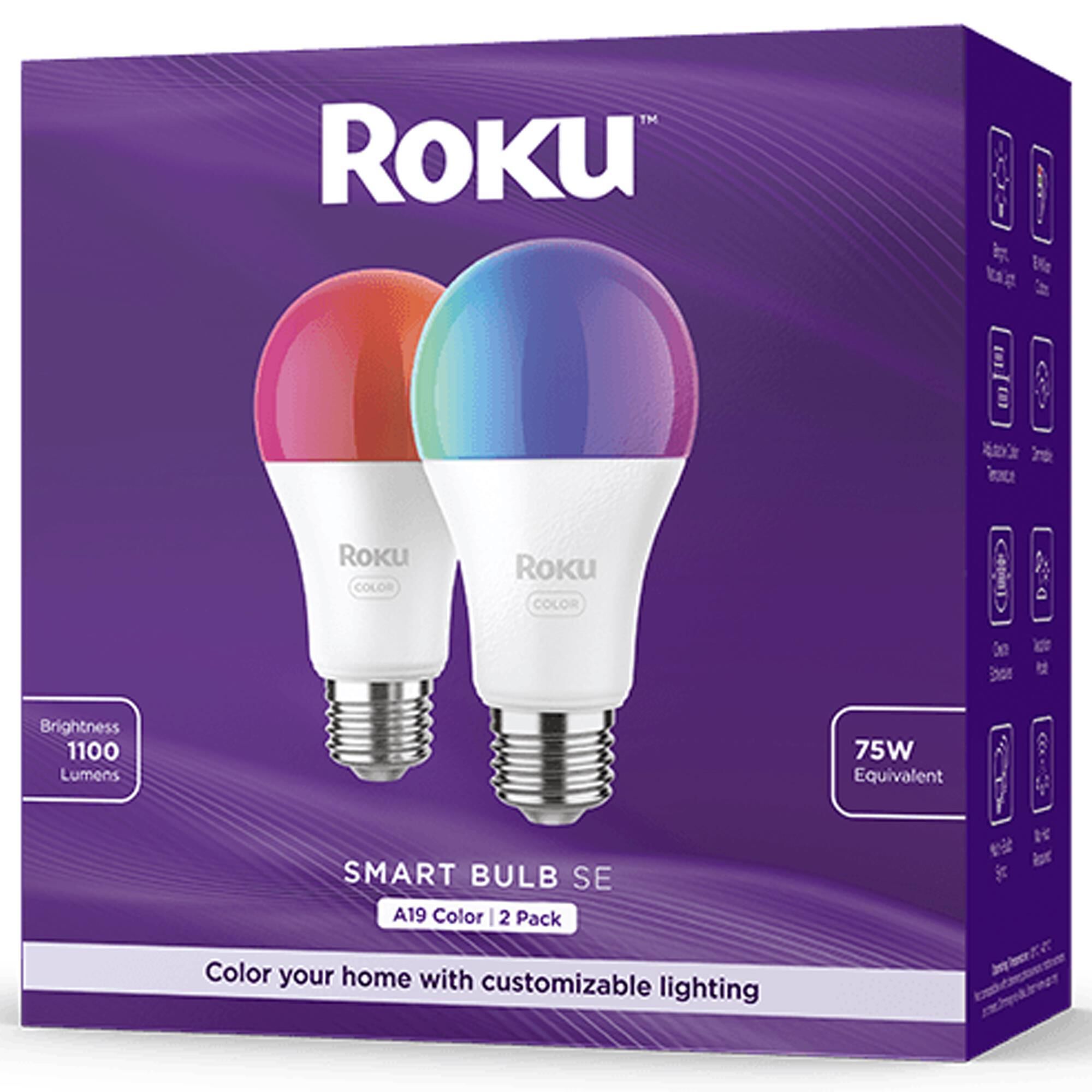 Roku 2-Pack Smart Bulb SE Dimmable A19 in Multicolor