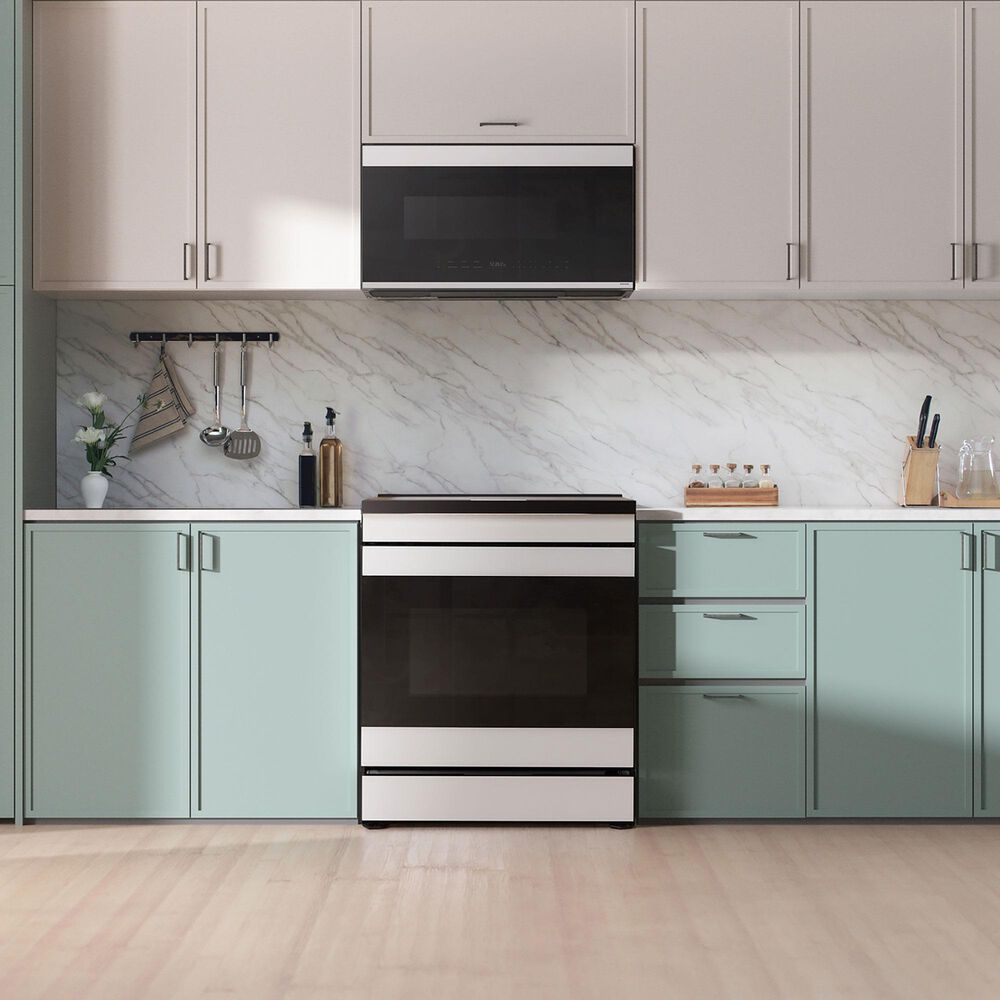Samsung Bespoke Bespoke 2.1 Cu. Ft. Smart Over-The-Range Microwave with Auto-Dimming Glass Touch Controls and LCD Display in White Glass, , large