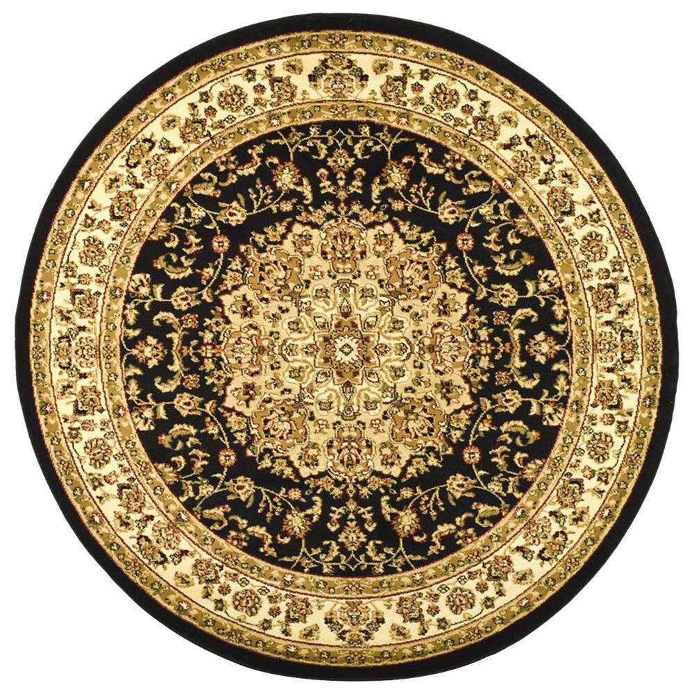 Safavieh Lyndhurst LNH222 8" Round Black and Ivory Area Rug, , large