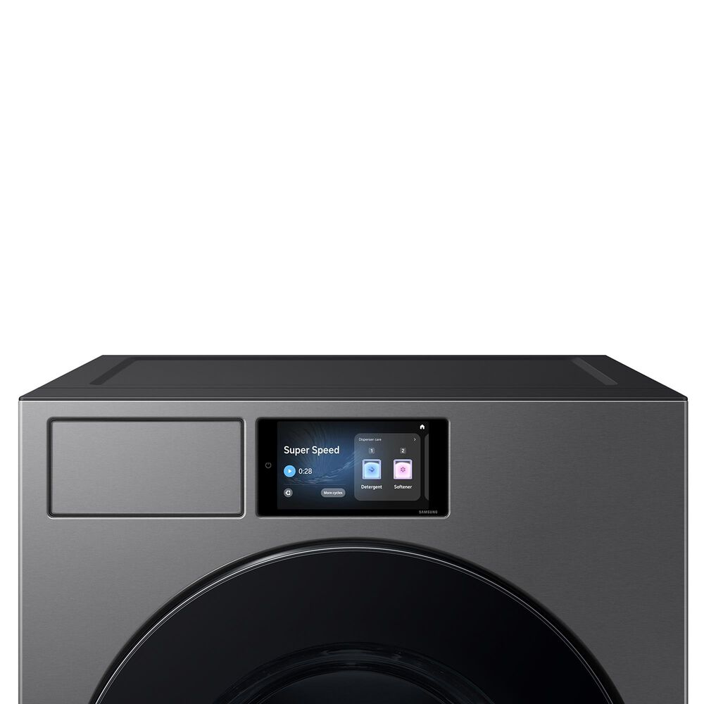 SAMSUNG Bespoke 5.3 Cu. Ft. Front Load Washer and 7.6 Cu. Ft. Front Load Gas Dryer in Dark Steel, , large