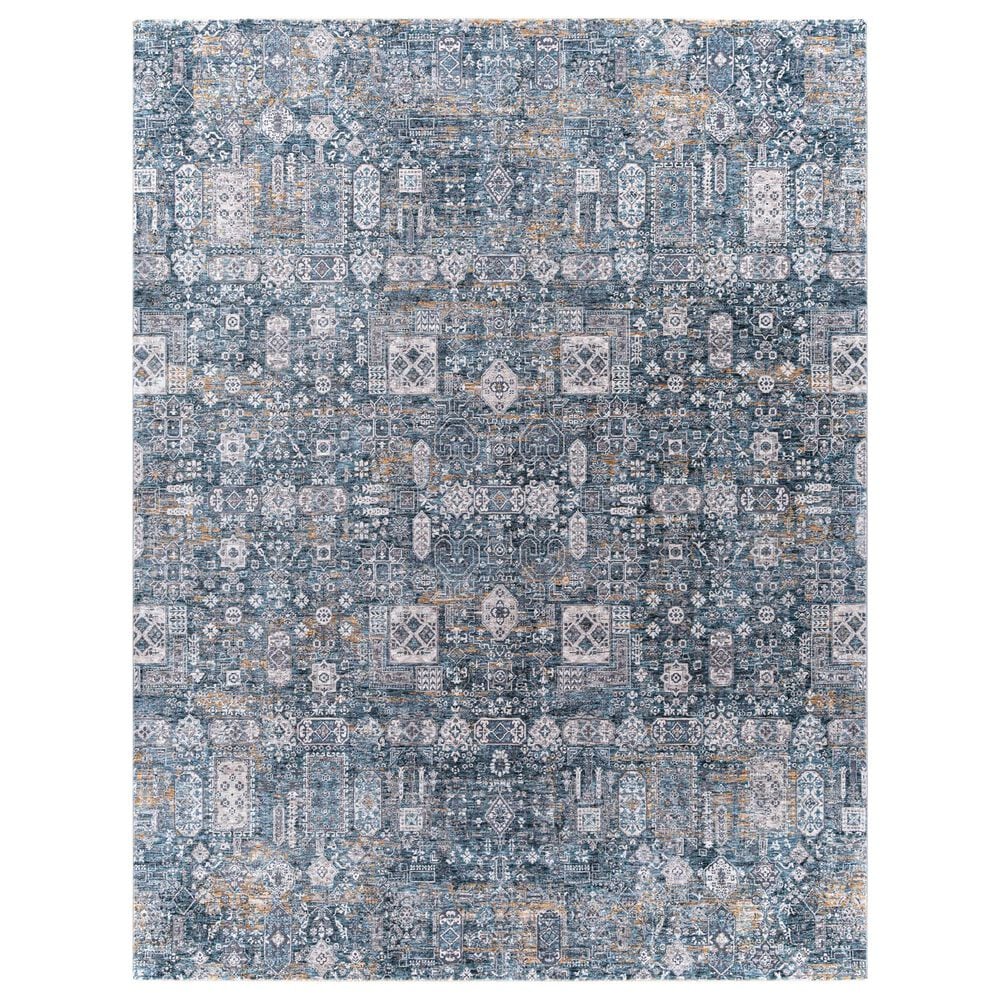 Surya Cardiff CDF-2309 Blue, Deep Teal, Medium Gray, Light Gray, Camel and Charcoal 10" x 13"11" Area Rug, , large