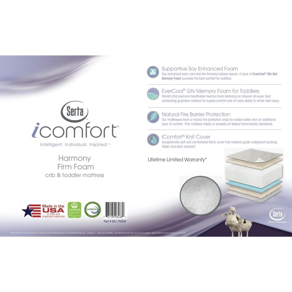 Simmons Kids Icomfort Harmony Baby Rectangle Crib Mattress, , large
