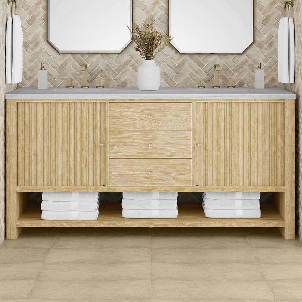 James Martin Vanities Marigot Single 72&quot; Double Vanity in Sun-washed Oak with 3 cm Arctic Fall Solid Surface Top, , large