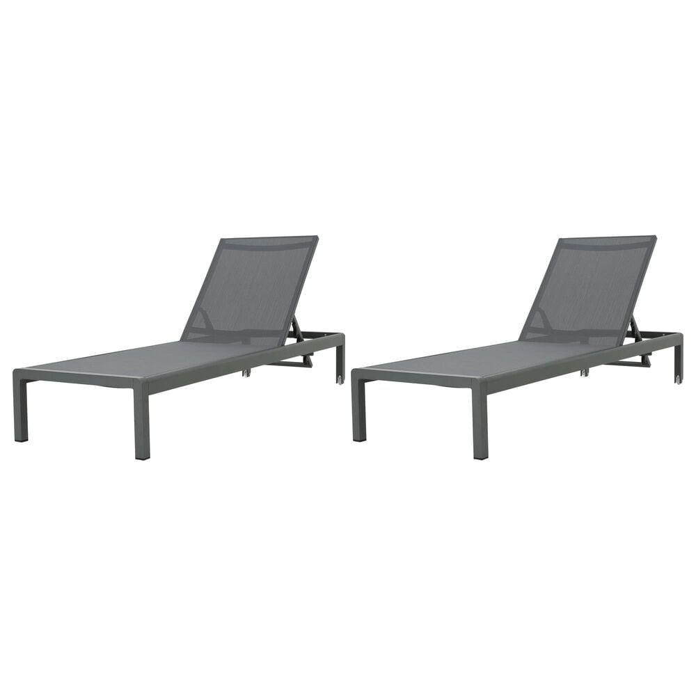 Hearth and Haven Cape Coral Outdoor Chaise Lounge with Adjustable Backrest and Wheels in Gray &#40;Set of 2&#41;, , large