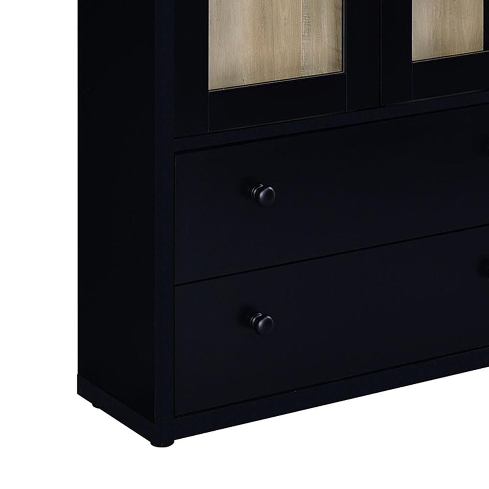 Coaster Hawthorne 4-Shelf Glass Door Tall Cabinet in Black, , large
