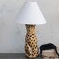 Teak Interiors Collected Notions Ceramic Cheetah Table Lamp with Linen Shade, Inline Switch in Yellow and Black, , large