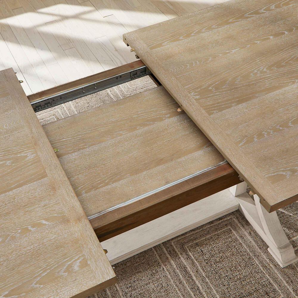 Ashley Trestle Dining Table and Chairs in Antique White and Brown, , large