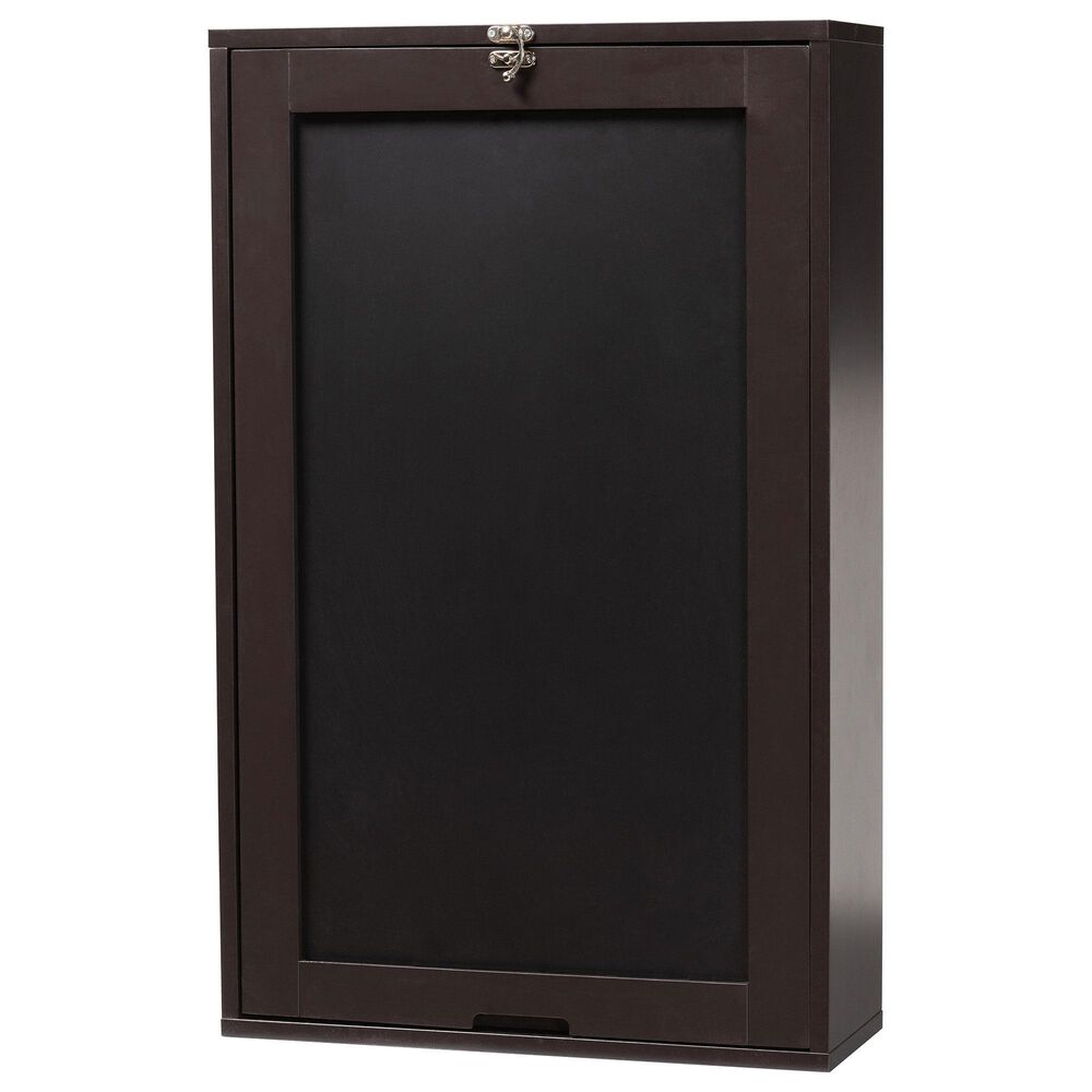 Baxton Studio Millard Wall Mount Folding Desk in Dark Brown, , large