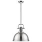 Golden Lighting Duncan 1-Light Pendant with Rod and Pewter Shade in Chrome, , large