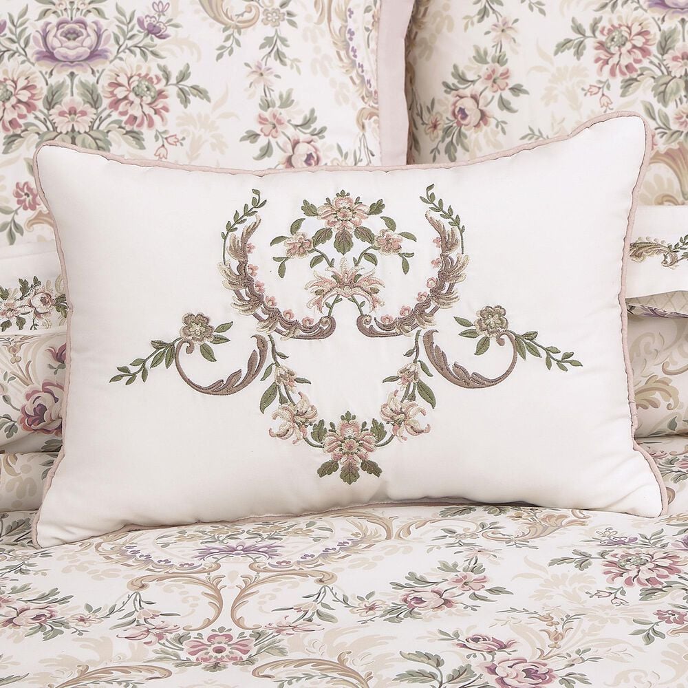 J. Queen New York Avant Garden 13&quot; x 19&quot; Lumbar Pillow in White, Blush, Violet and Green, , large