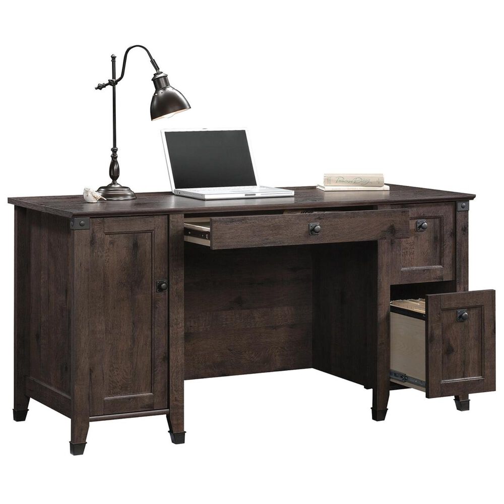 Sauder Carson Forge Computer Desk in Coffee Oak, , large