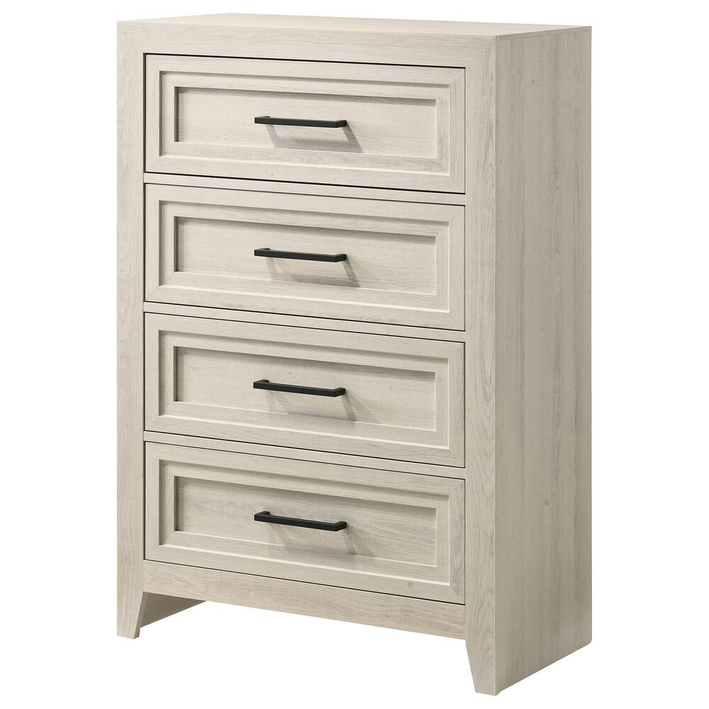 Crown Mark Lorriane 5 Piece King Panel Bedroom Set in White, , large