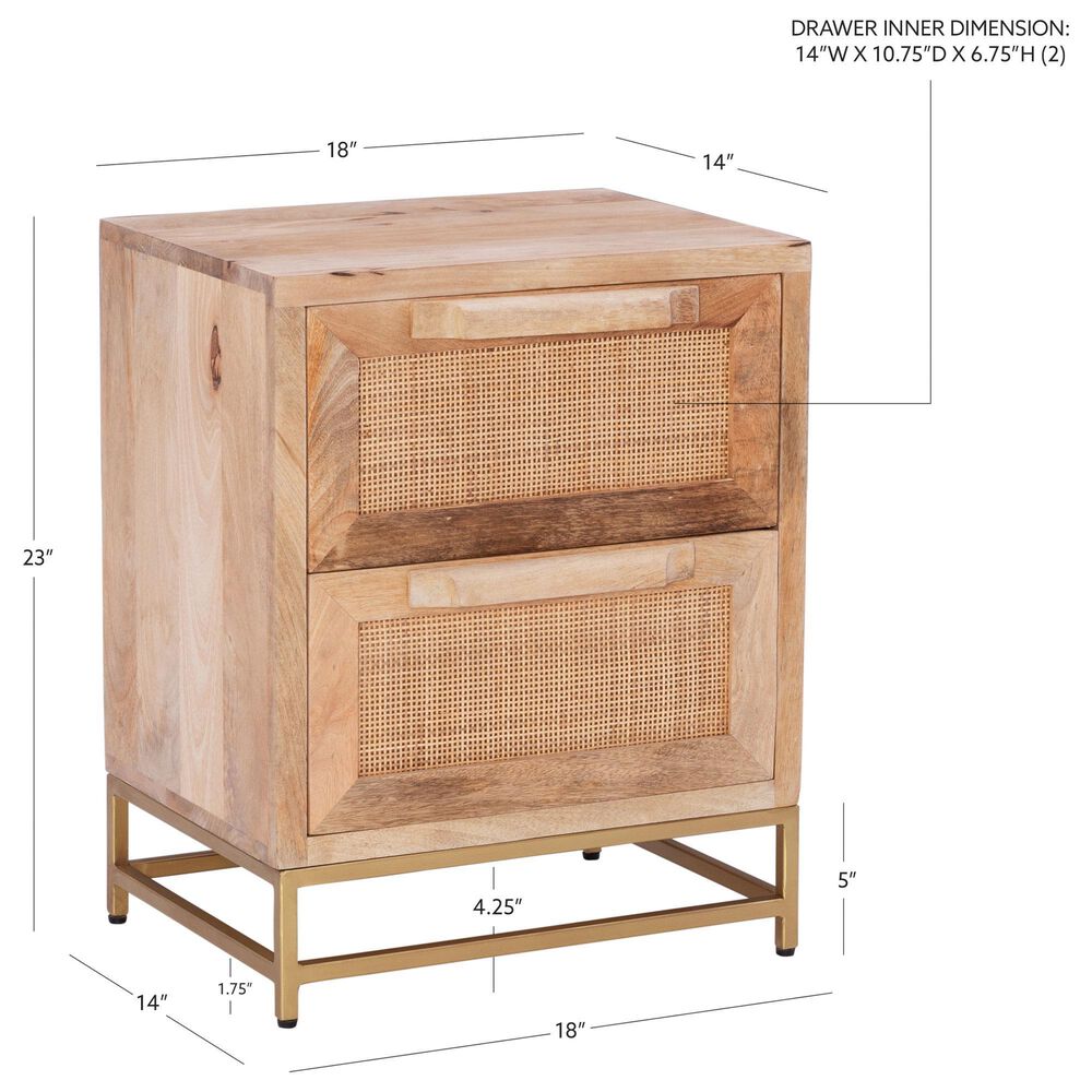 Linon Home Decor Janie 2-Drawer Cabinet in Natural and Gold, , large