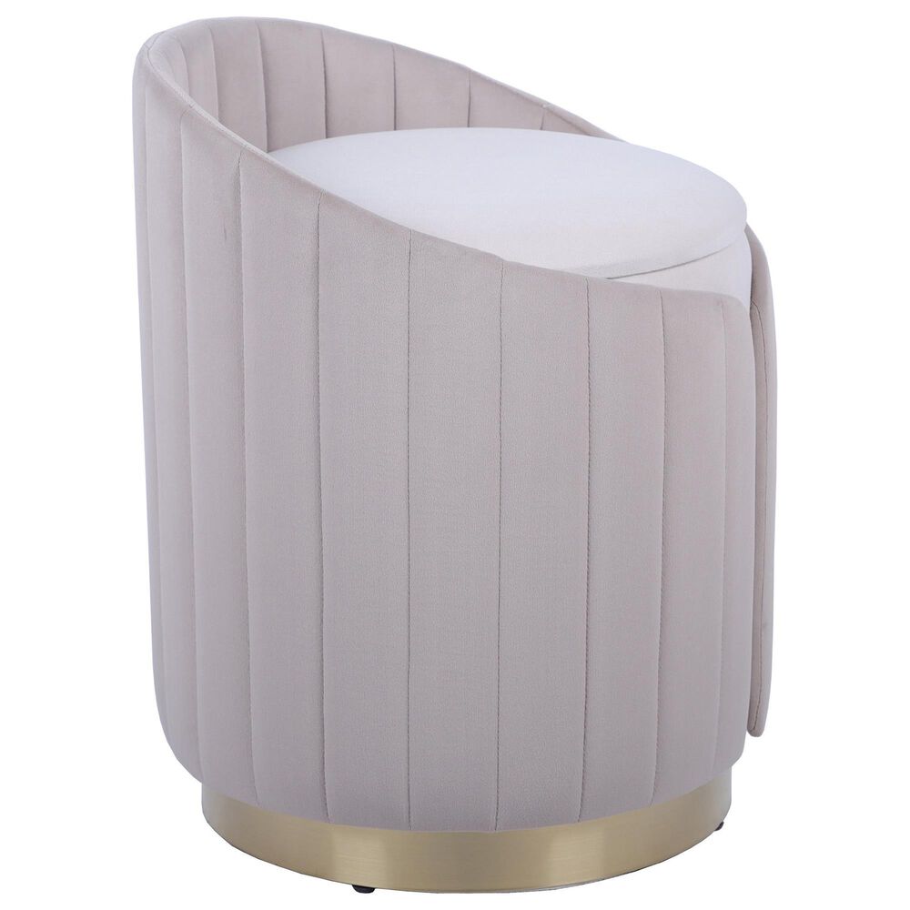 Rta Products Plush Storage Ottoman in Taupe, , large