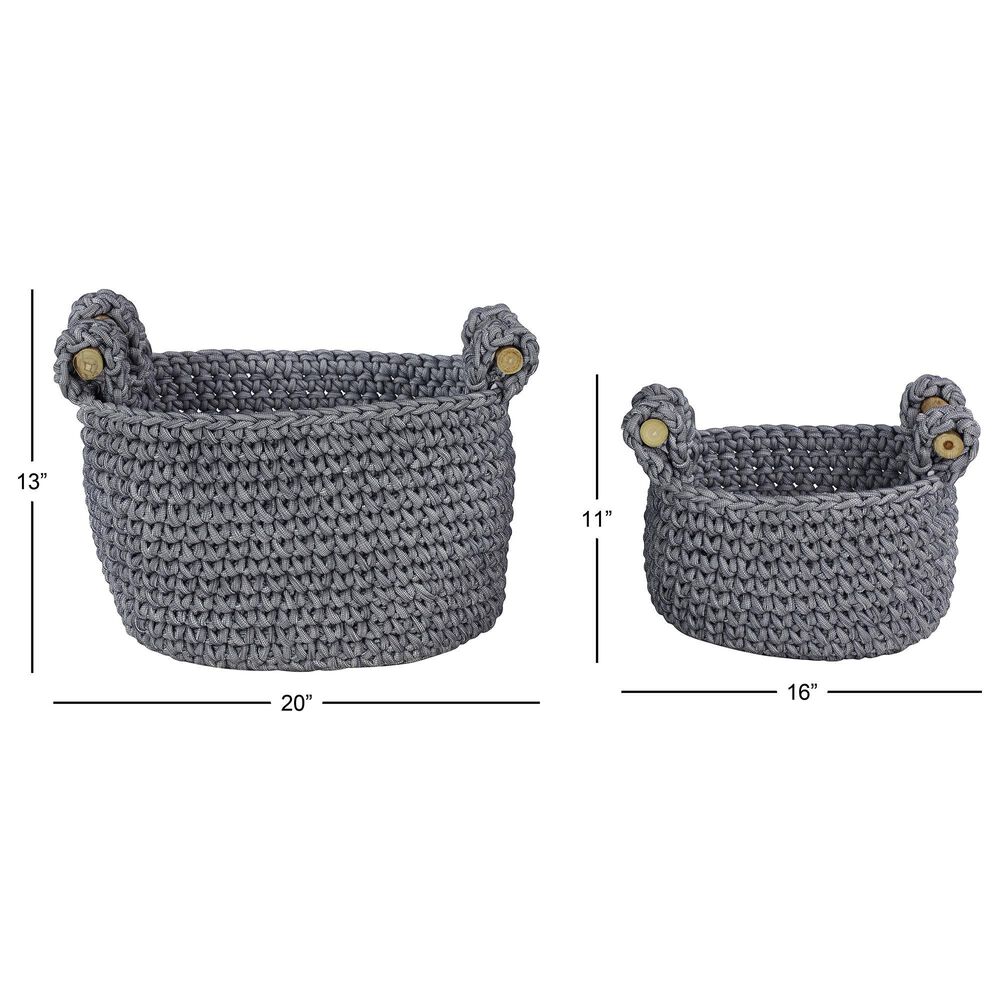 Maple and Jade Bohemian Storage Basket in Grey &#40;Set of 2&#41;, , large